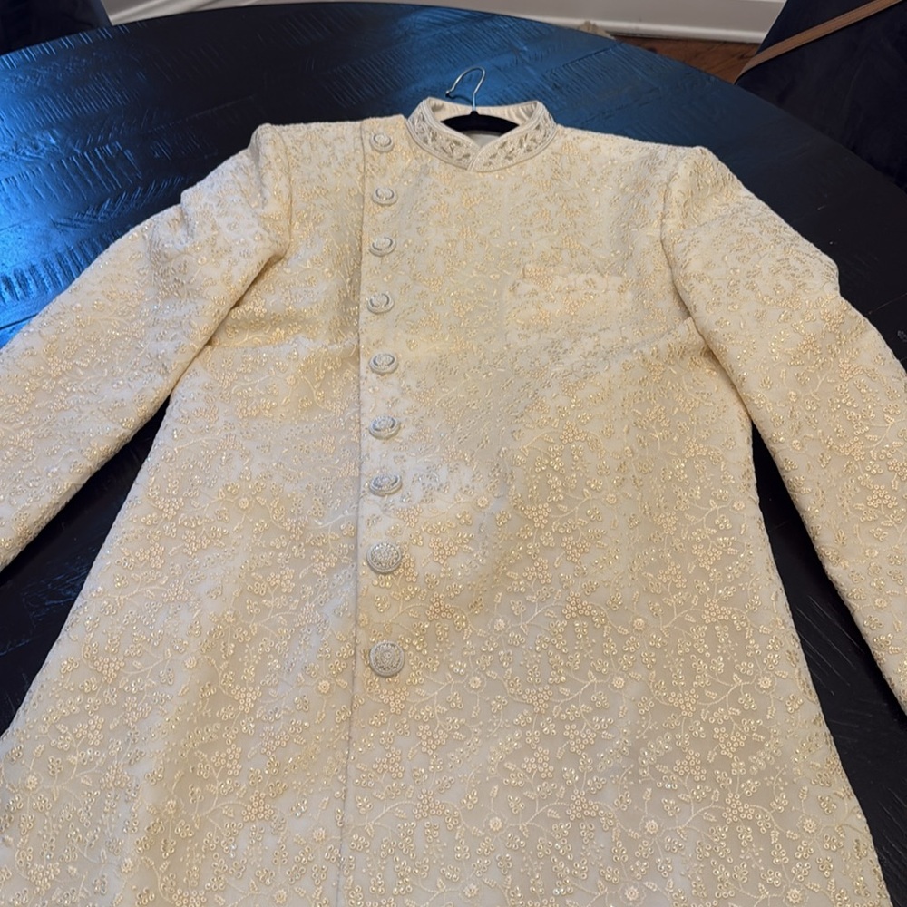 Elegant Cream Embroidered Coat